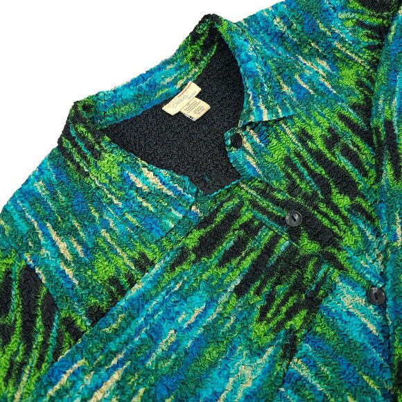 Choices Woman Reversible Jacket Size 1X Jewel Tone Abstract Pucker Knit Artsy - Picture 1 of 16